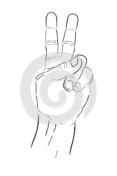 five 2 gesture vector hand draw sketch doodle man hand