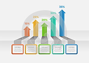 Five arrows infographic elements. Business template for presentation