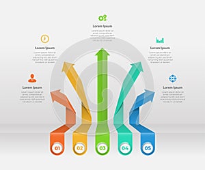 Five arrows infographic elements. Business template for presentation