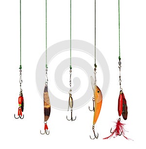 Five artificial angling baits