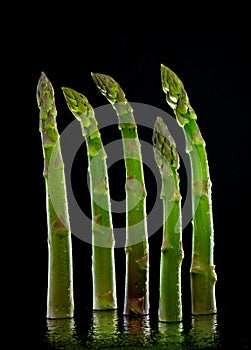 Five asparagus spears