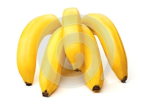 Five bananas isolated on white