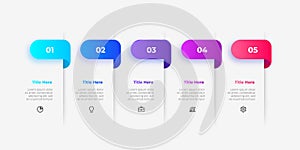 Five banners placed in horizontal row. Concept of 5 stages of strategic management process. Creative infographic design