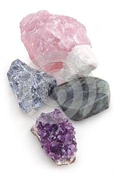 Five big gemstones crystals