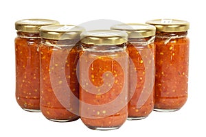 Five Bottles of Chilli Preserve known as Mazavaroo