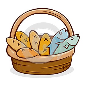 Five Bread And Two Fish in A Basket