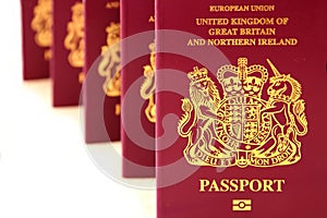 Five British United Kingdom European Union Biometric passports s