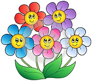 Five cartoon flowers