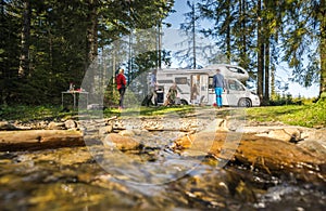 Riverside RV Motorhome Dry Camping with Friends photo