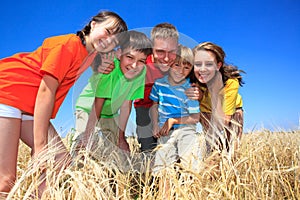 Five children in wheat field