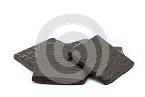 Five Chocolate Thins on White Background