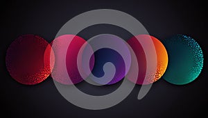 Five overlapping circles with gradient colors and textured edges