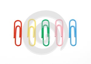 Five color paperclips