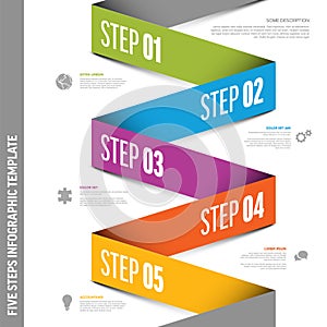 Five color steps elements template on folded paper color stripe