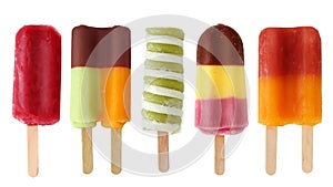 Five colorful popsicles