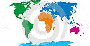 Five continents, world map