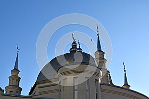 Five crescents of the `Nur-Ihlas` mosque. Naberezhnye Chelny, Russia.