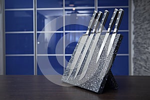 Five of damascus steel knife set
