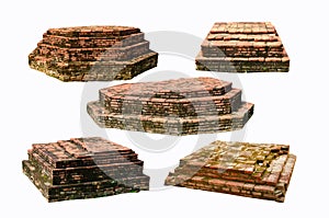 Five destroyed brick pagoda bases