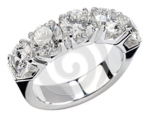 Five diamond silver ring