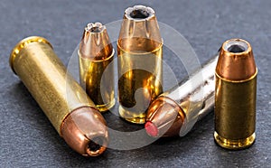 Five different caliber hollow point bullets