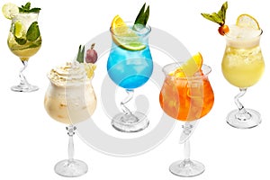 Five different exotic cocktails