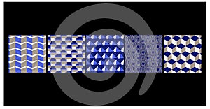 Optical 3D Cube Patterns Modern Business and Packaging Seamless Pattern All in one Bundle