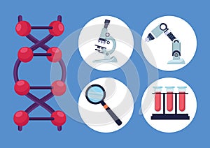 five dna laboratory icons