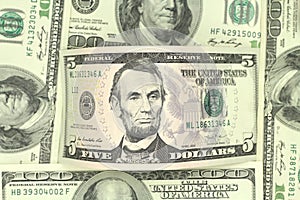 Five dollars bill background
