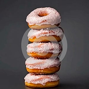 five donuts with sugar