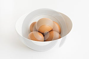 The five eggs on the bowl