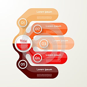 Five elements banner. 5 steps design, chart, infographic, step b
