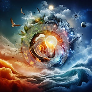 Five elements of nature air water fire earth space creation