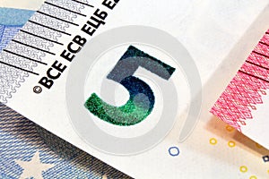 Five euro banknotes new design photo