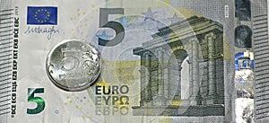 Five euros, five rubles.