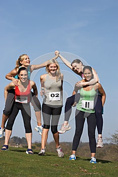 Five Female Runners Training For Race