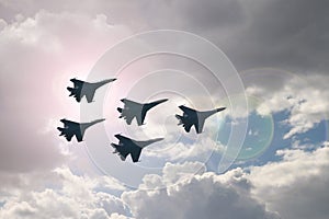 Five fighter jets photo