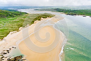 Five Finger Strand, one of the most famous beaches in Inishowen known for its pristine sand and rocky coastline with some of the