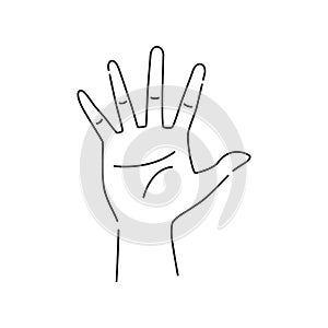 Five fingers gesture line black icon. Make fingers up gesture sketch element. Pictogram for web page, mobile app, promo. Editable