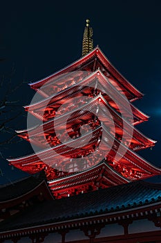 Five floor Pagoda of Senso-ji at night