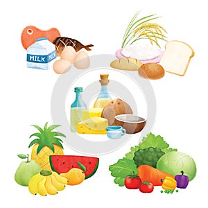 Five food group illustrations photo