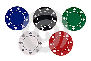 Five gambling chips photo