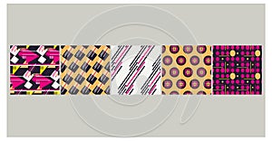 Grid Seamless Geometric Pattern Bundle For Luxury Packaging, Fabric and Creative Projects All in One Bundle