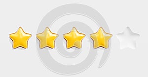 Five gold rating stars. Customer review or feedback concepts