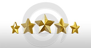 Five gold star rate review customer experience quality service excellent feedback concept on best rating satisfaction background