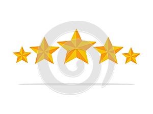 Five golden rating star on white background. vector illustration