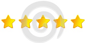 Five golden stars set. Communication concept. Winner award sign. Site design element. Vector illustration. Stock image.