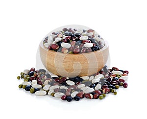 Five grains mix beans on white background