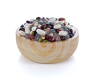 Five grains mix beans on white background