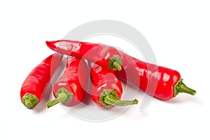 Five hot red chilly peppers